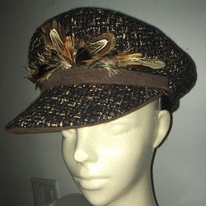 Greek fisherman hat with feather arrangement